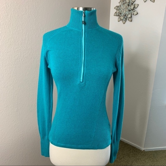 Eddie Bauer NWT Half Zip Knit Pullover Teal - Picture 12 of 12